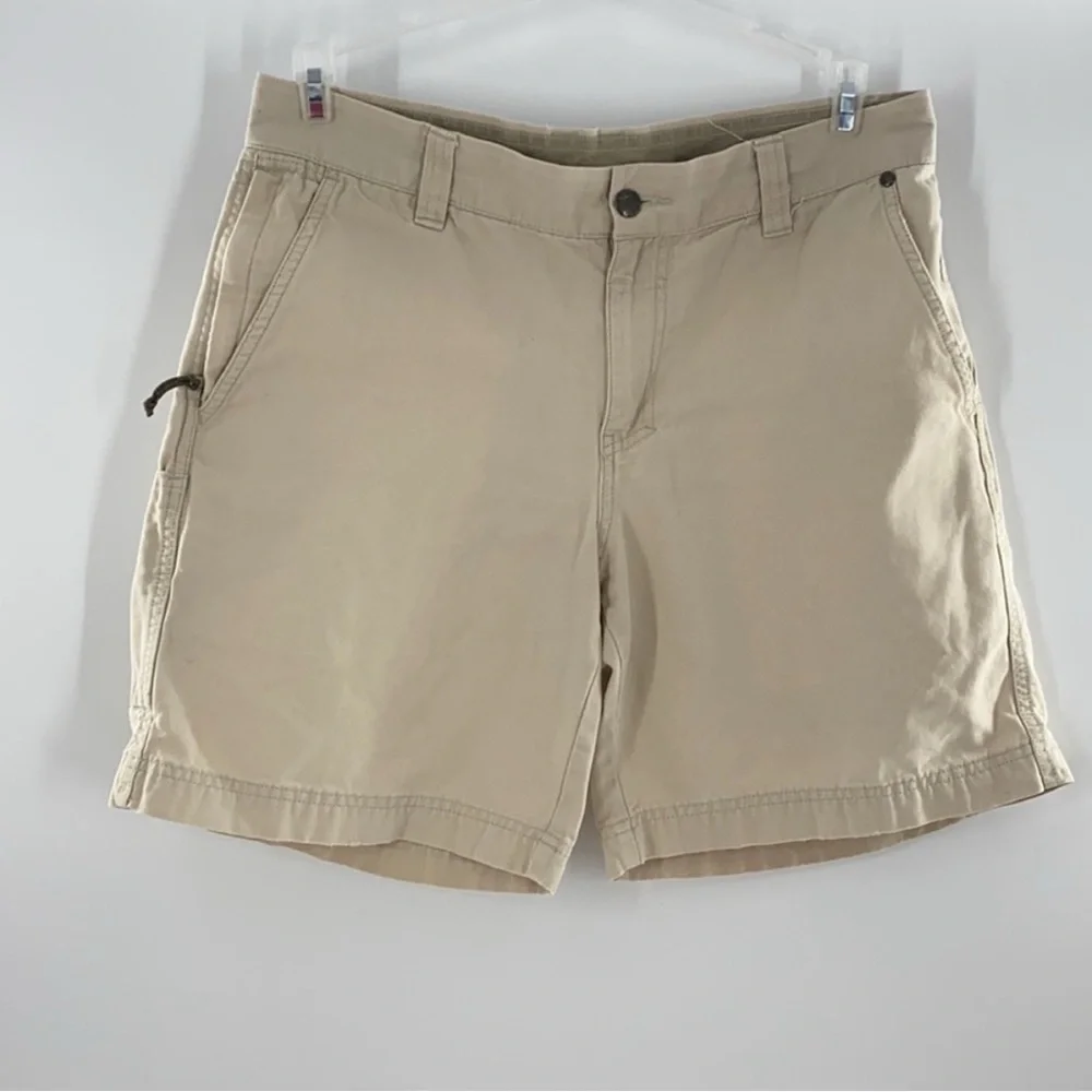 LOVE OF 3 PAIRS COLUMBIA SPORTSWEAR ARMY GREEN NAVY $ TAN SHORTS SIZE 32”